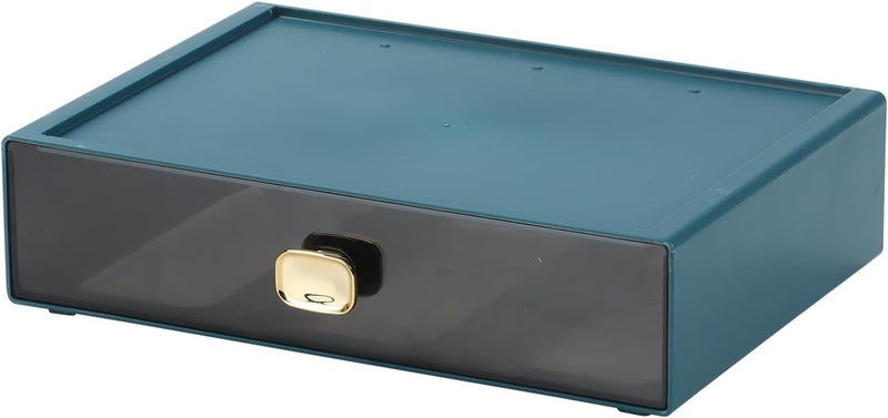 OSteed Spacious Desktop Storage Box, 1 Large Storage Drawer, Stackable Office Desk Drawer Organizer and Accessories, Printer Paper Organizer, Blue Plastic Drawers for Workspace & Home - Image 1